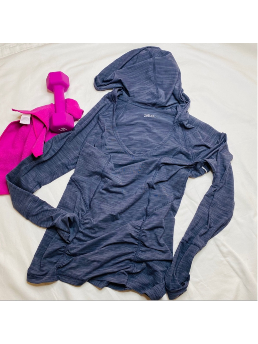 Zella Ladies Gray Activewear Workout Hoodie Top Size Medium